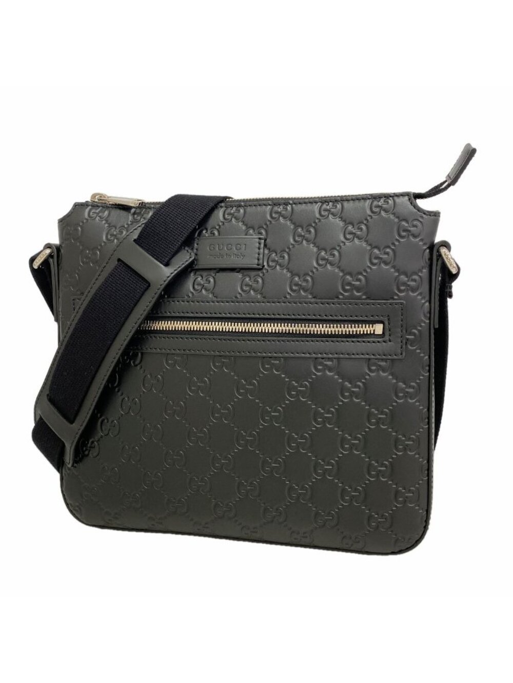 Gucci Shoulder Bag Guccissima Leather Black Silver